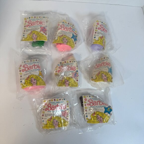 1990 McDonalds Barbie Happy Meal Toys Complete Set of 8 All Sealed Figurines Vtg - Picture 1 of 16